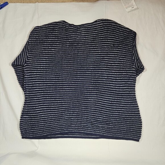 Chico's Blue Metallic Silver Short Sleeve Sweater 3 Size XL Women - Picture 3 of 5